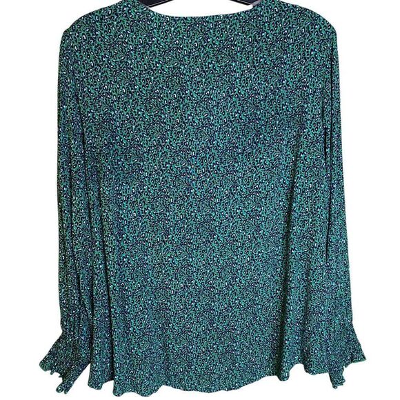 NWT Sanctuary Noell Green Blouse Leopard Print Chiffon Office Casual Corpcore - Picture 8 of 15